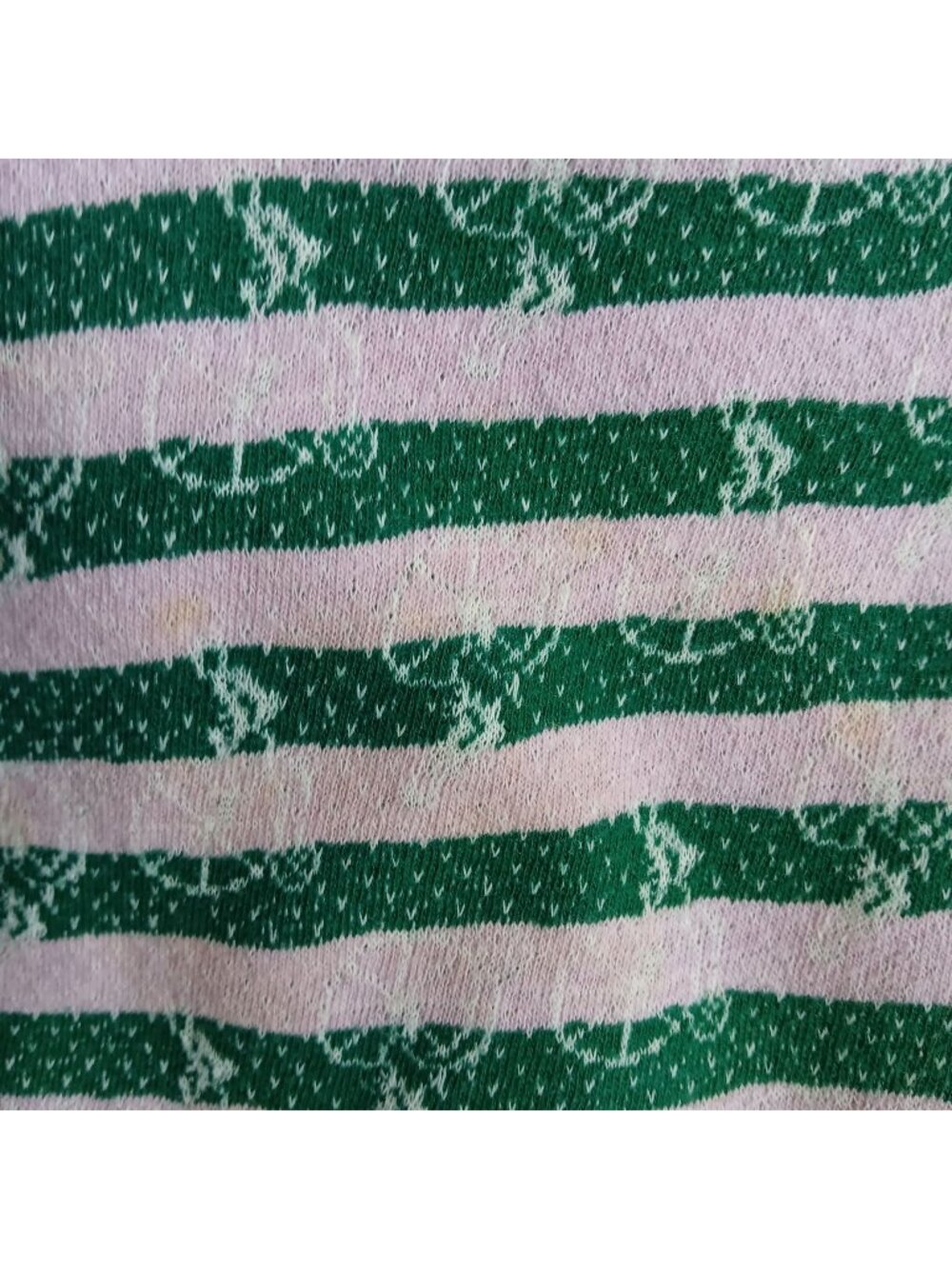 Girls 6/8 Vintage Tank Top Unicycle Print Green White Striped Sleeveless 1970's